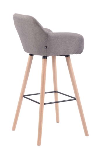 Tabouret de bar Adelaide tissu naturel Gris 52x51x100 Gris Matière Bois 4