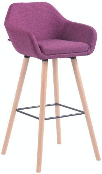 Tabouret de bar Adelaide tissu violet naturel 52x51x100 violet Matière Bois 1