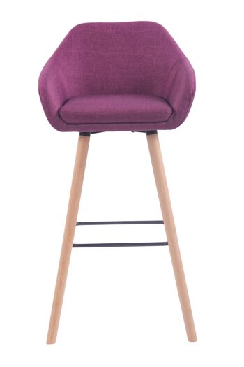 Tabouret de bar Adelaide tissu violet naturel 52x51x100 violet Matière Bois 2