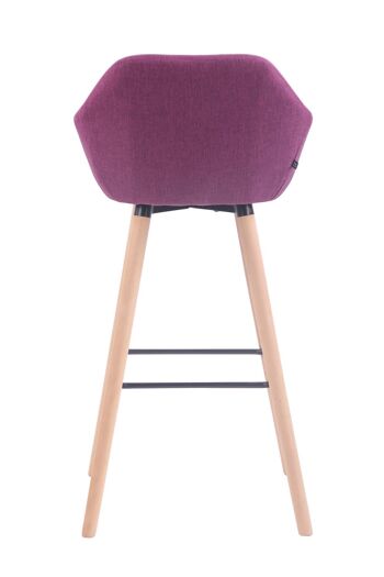 Tabouret de bar Adelaide tissu violet naturel 52x51x100 violet Matière Bois 5