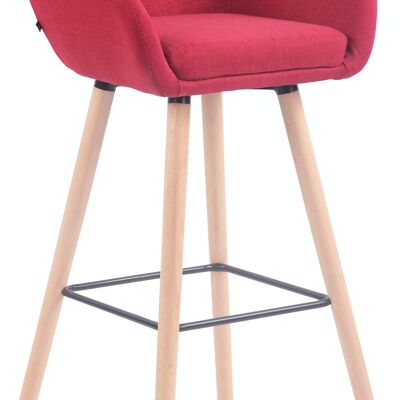 Bar stool Adelaide fabric natural red 52x51x100 red Material Wood