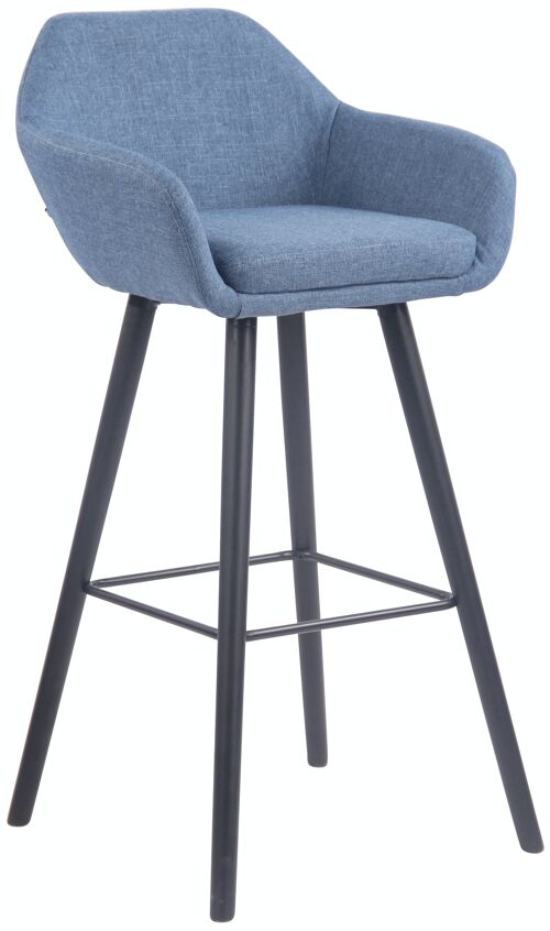 Barkruk Adelaide stof zwart blauw 52x51x100 blauw Materiaal Hout