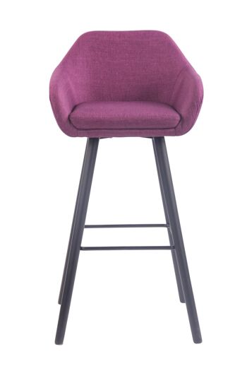 Tabouret de bar Adelaide tissu noir violet 52x51x100 violet Matière Bois 2