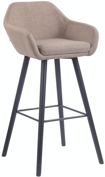 Tabouret de bar Adelaide tissu noir taupe 52x51x100 taupe Matière Bois 1