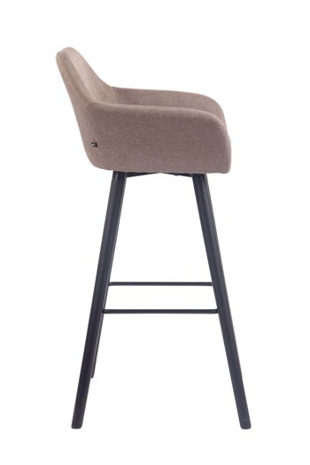 Tabouret de bar Adelaide tissu noir taupe 52x51x100 taupe Matière Bois 3