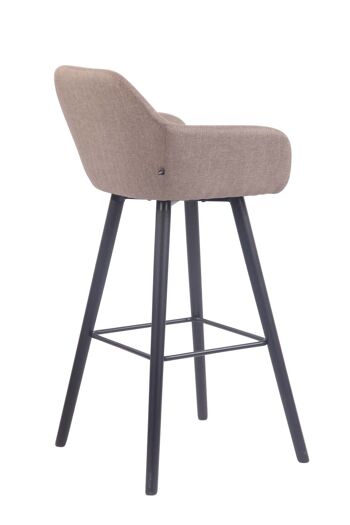 Tabouret de bar Adelaide tissu noir taupe 52x51x100 taupe Matière Bois 4