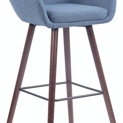 Bar stool Adelaide fabric walnut blue 52x51x100 blue Material Wood