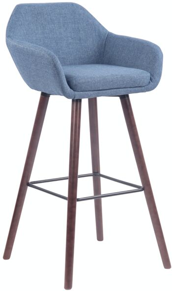 Tabouret de bar Adelaide tissu noyer bleu 52x51x100 bleu Matière Bois 1