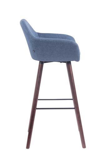 Tabouret de bar Adelaide tissu noyer bleu 52x51x100 bleu Matière Bois 3