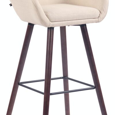 Tabouret de bar Adelaide tissu noyer crème 52x51x100 crème Matière Bois