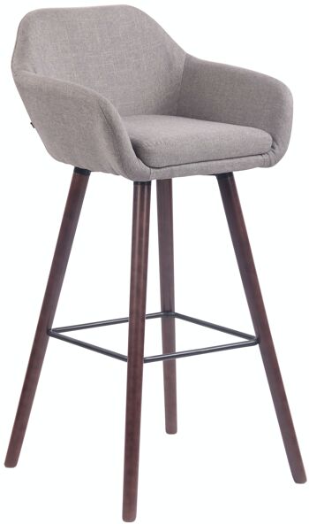 Tabouret de bar Adelaide tissu noyer Gris 52x51x100 Gris Matière Bois 1