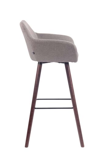 Tabouret de bar Adelaide tissu noyer Gris 52x51x100 Gris Matière Bois 3