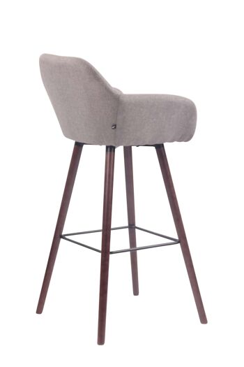 Tabouret de bar Adelaide tissu noyer Gris 52x51x100 Gris Matière Bois 4