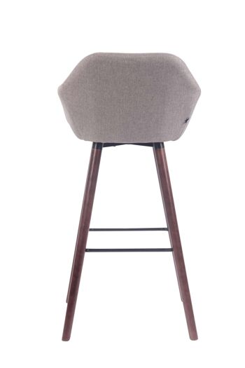 Tabouret de bar Adelaide tissu noyer Gris 52x51x100 Gris Matière Bois 5