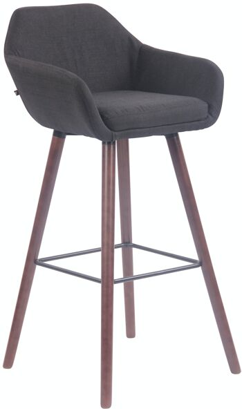 Tabouret de bar Adelaide tissu noyer noir 52x51x100 noir Matière Bois 1