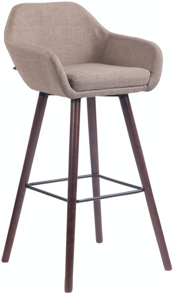 Tabouret de bar Adelaide tissu noyer taupe 52x51x100 taupe Matière Bois 1