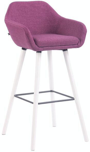 Tabouret de bar Adelaide tissu blanc violet 52x51x100 violet Matière Bois 1