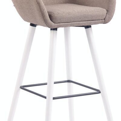 Bar stool Adelaide fabric white taupe 52x51x100 taupe Material Wood