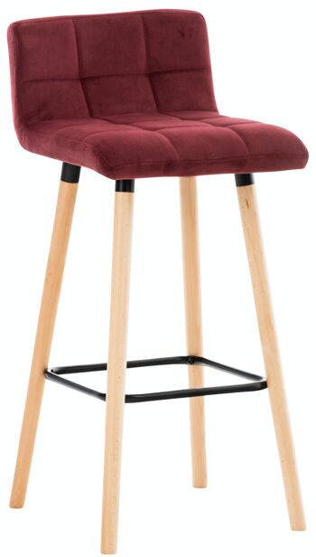 Tabouret de bar Lincoln velours rouge 49x42x94 bois velours rouge 1