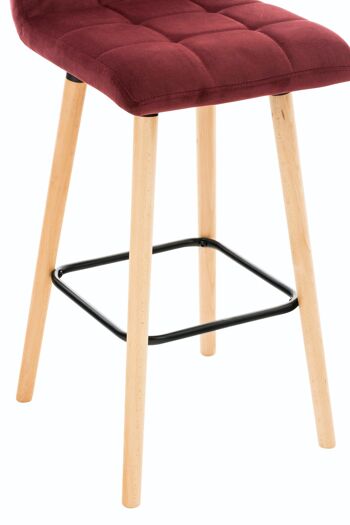 Tabouret de bar Lincoln velours rouge 49x42x94 bois velours rouge 7