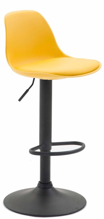 Tabouret de bar Kiel simili cuir noir jaune 43x39x82 métal plastique jaune 1