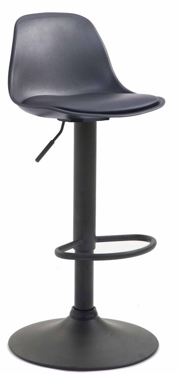 Tabouret de bar Kiel simili cuir noir noir 43x39x82 métal plastique noir 1