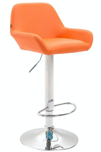 Tabouret de bar Braga simili cuir chrome orange 52x51x89 simili cuir orange métal