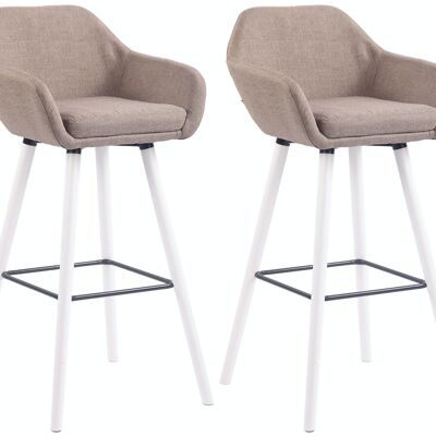 Set of 2 bar stools Adelaide white taupe 52x51x100 taupe Material Wood