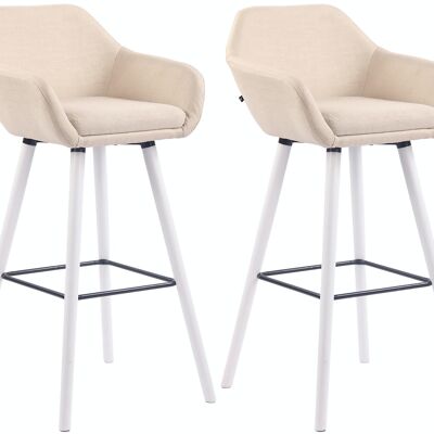 Set of 2 bar stools Adelaide white cream 52x51x100 cream Material Wood