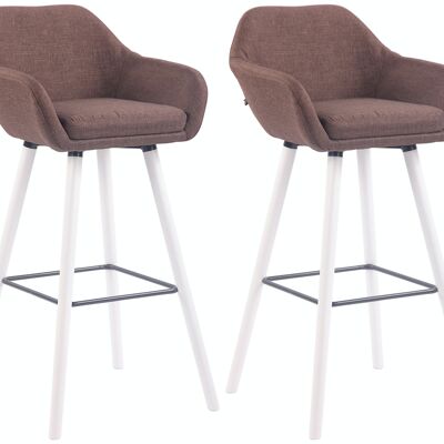 Set of 2 bar stools Adelaide white brown 52x51x100 brown Material Wood