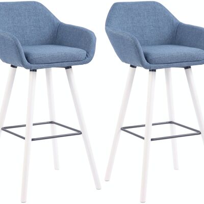Set of 2 bar stools Adelaide white blue 52x51x100 blue Material Wood