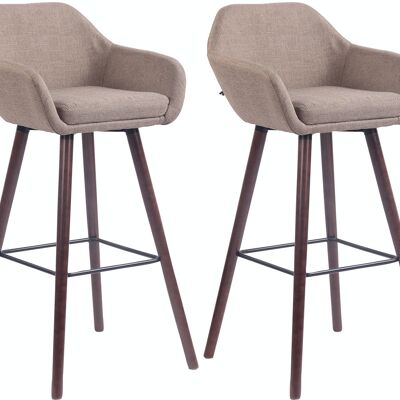 Set of 2 bar stools Adelaide walnut taupe 52x51x100 taupe Material Wood