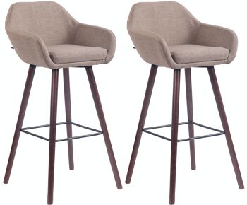 Lot de 2 tabourets de bar Adelaide noyer taupe 52x51x100 taupe Matière Bois 1