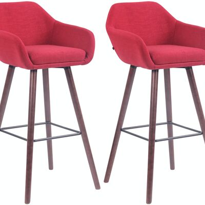 Set of 2 bar stools Adelaide walnut red 52x51x100 red Material Wood