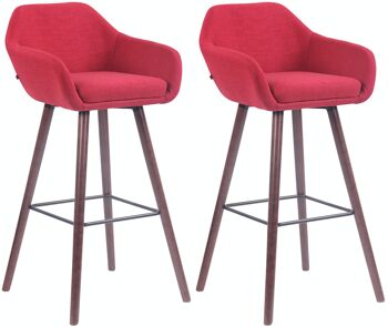 Lot de 2 tabourets de bar Adelaide noyer rouge 52x51x100 rouge Matière Bois 1