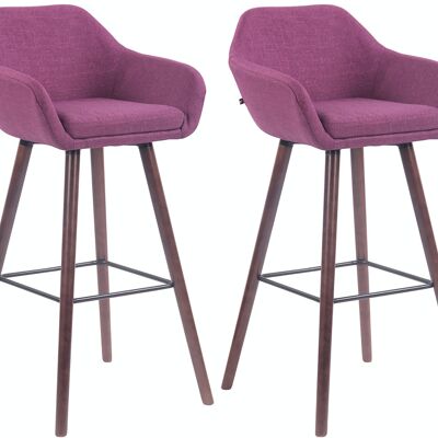 Set of 2 bar stools Adelaide walnut purple 52x51x100 purple Material Wood