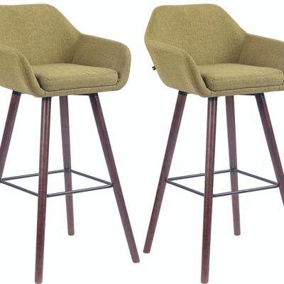 Lot de 2 tabourets de bar Adélaïde noyer végétal 52x51x100 végétal Matière Bois