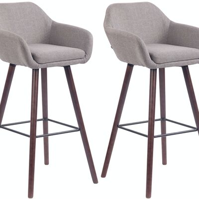 Set of 2 bar stools Adelaide walnut Gray 52x51x100 Gray Material Wood