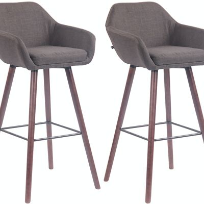 Set of 2 bar stools Adelaide walnut dark gray 52x51x100 dark gray Material Wood