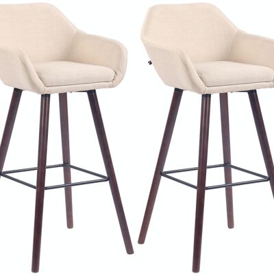 Set of 2 bar stools Adelaide walnut cream 52x51x100 cream Material Wood