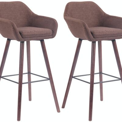 Set of 2 bar stools Adelaide walnut brown 52x51x100 brown Material Wood