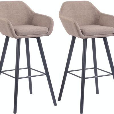 Set of 2 bar stools Adelaide black taupe 52x51x100 taupe Material Wood