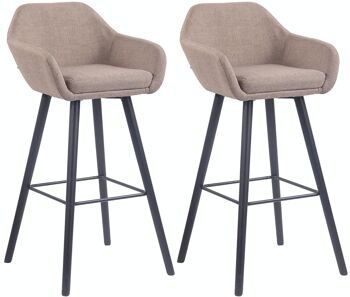 Lot de 2 tabourets de bar Adelaide noir taupe 52x51x100 taupe Matière Bois 1