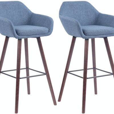 Set of 2 bar stools Adelaide walnut blue 52x51x100 blue Material Wood