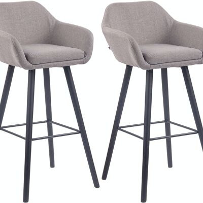 Lot de 2 tabourets de bar Adelaide noir Gris 52x51x100 Gris Matière Bois