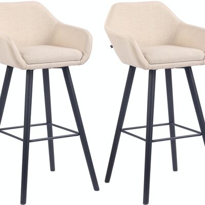 Set of 2 bar stools Adelaide black cream 52x51x100 cream Material Wood