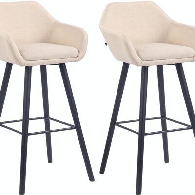 Lot de 2 tabourets de bar Adelaide noir crème 52x51x100 crème Matière Bois