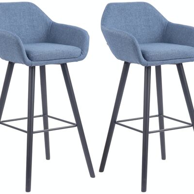 Set of 2 bar stools Adelaide black blue 52x51x100 blue Material Wood