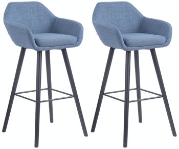 Lot de 2 tabourets de bar Adelaide noir bleu 52x51x100 bleu Matière Bois 1