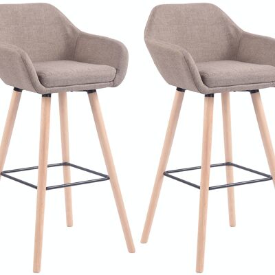 Set of 2 bar stools Adelaide natural taupe 52x51x100 taupe Material Wood